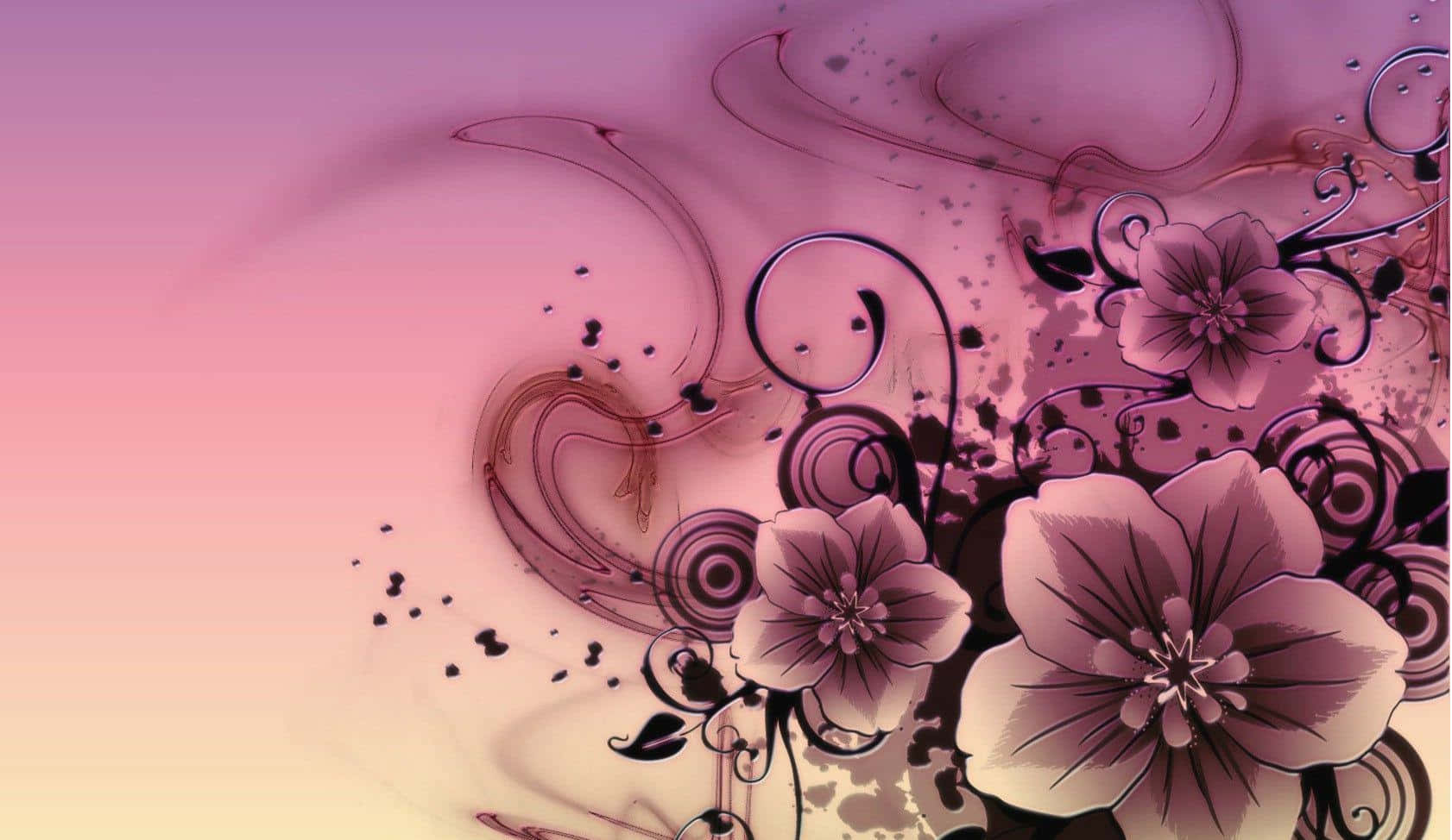 Abstract Floral Artwork Pink Gradient Wallpaper