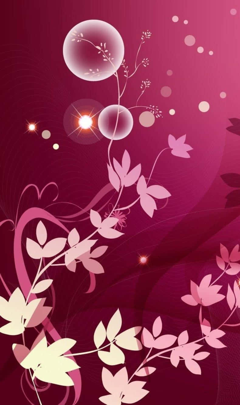 Abstract Floral Design Pink Background Wallpaper