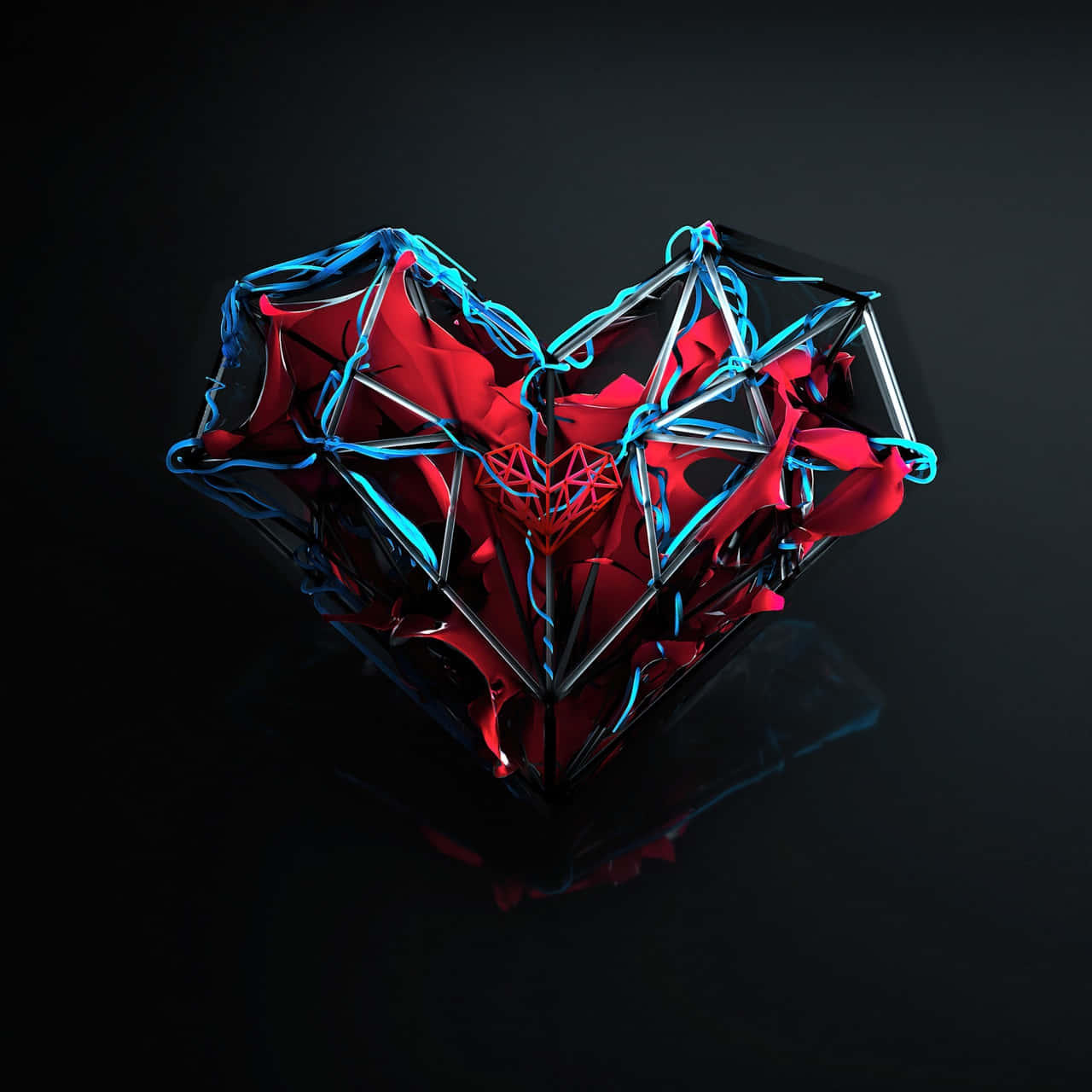 Abstract Geometric Heart Art Wallpaper