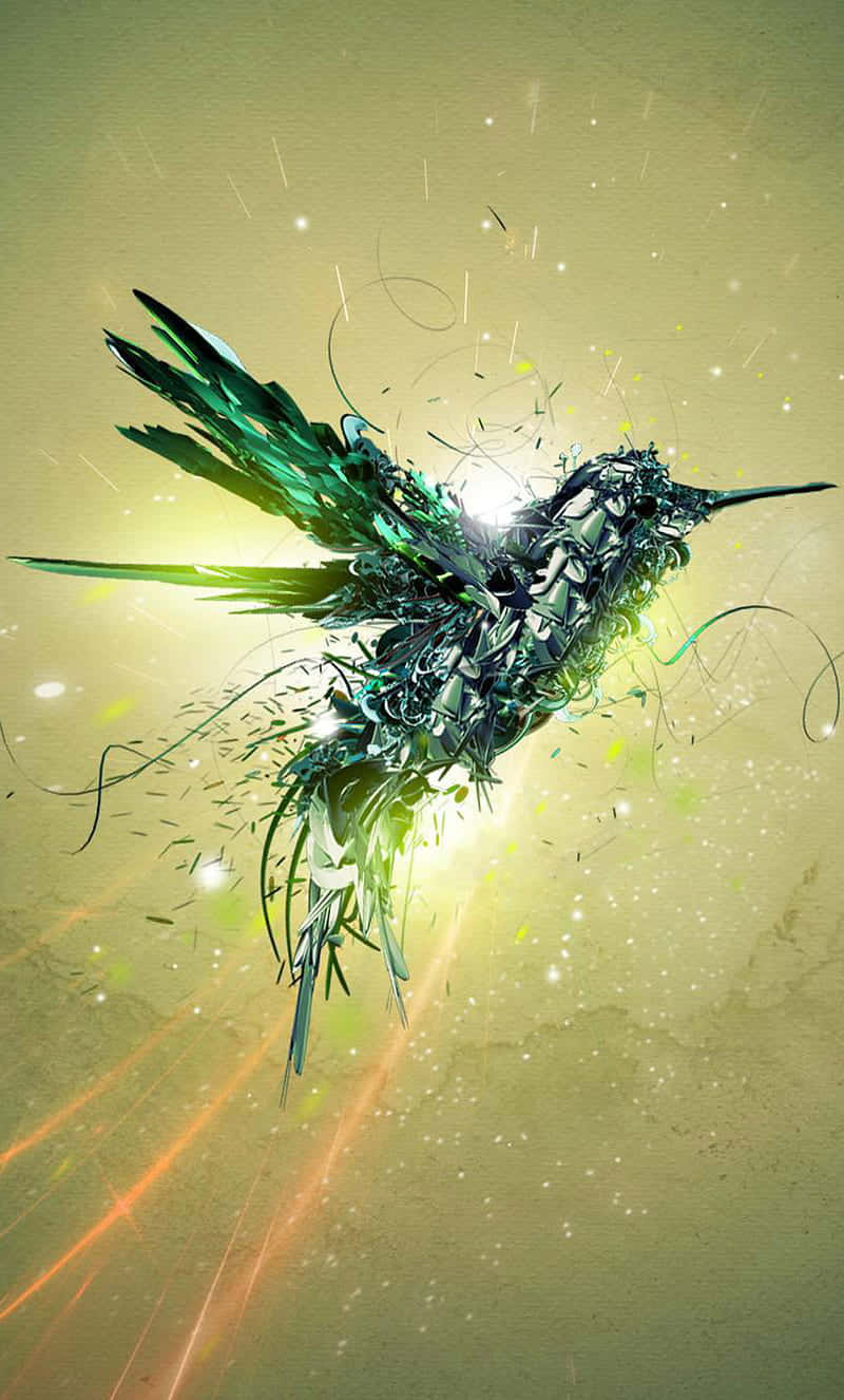 Abstract Mechanical Hummingbird Art Wallpaper