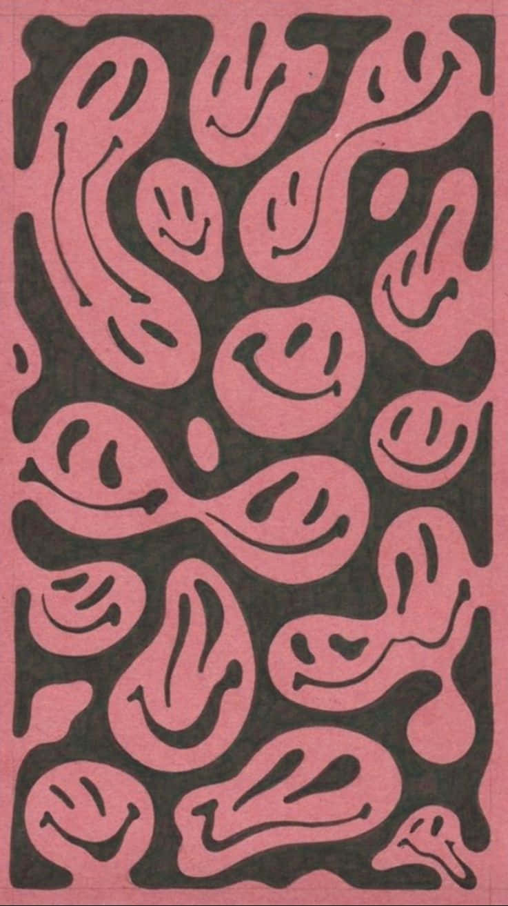 Abstract Melting Smiley Faces Pattern Wallpaper