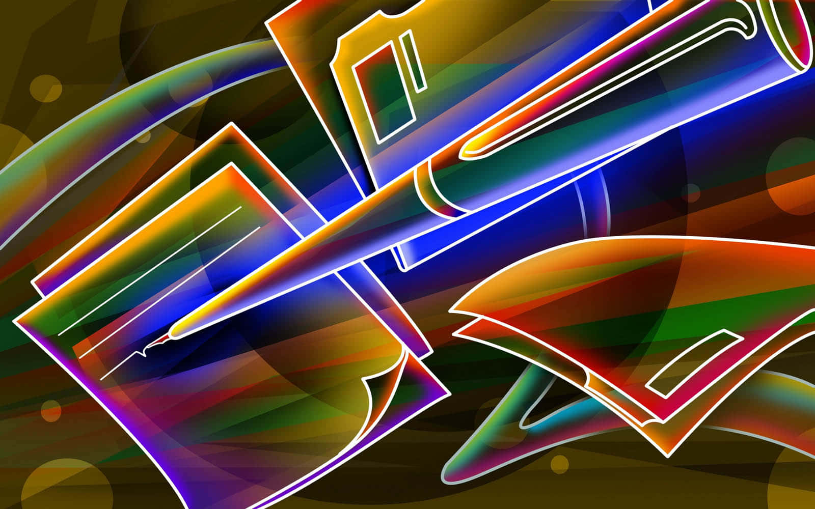 Abstract Neon Books Art Wallpaper