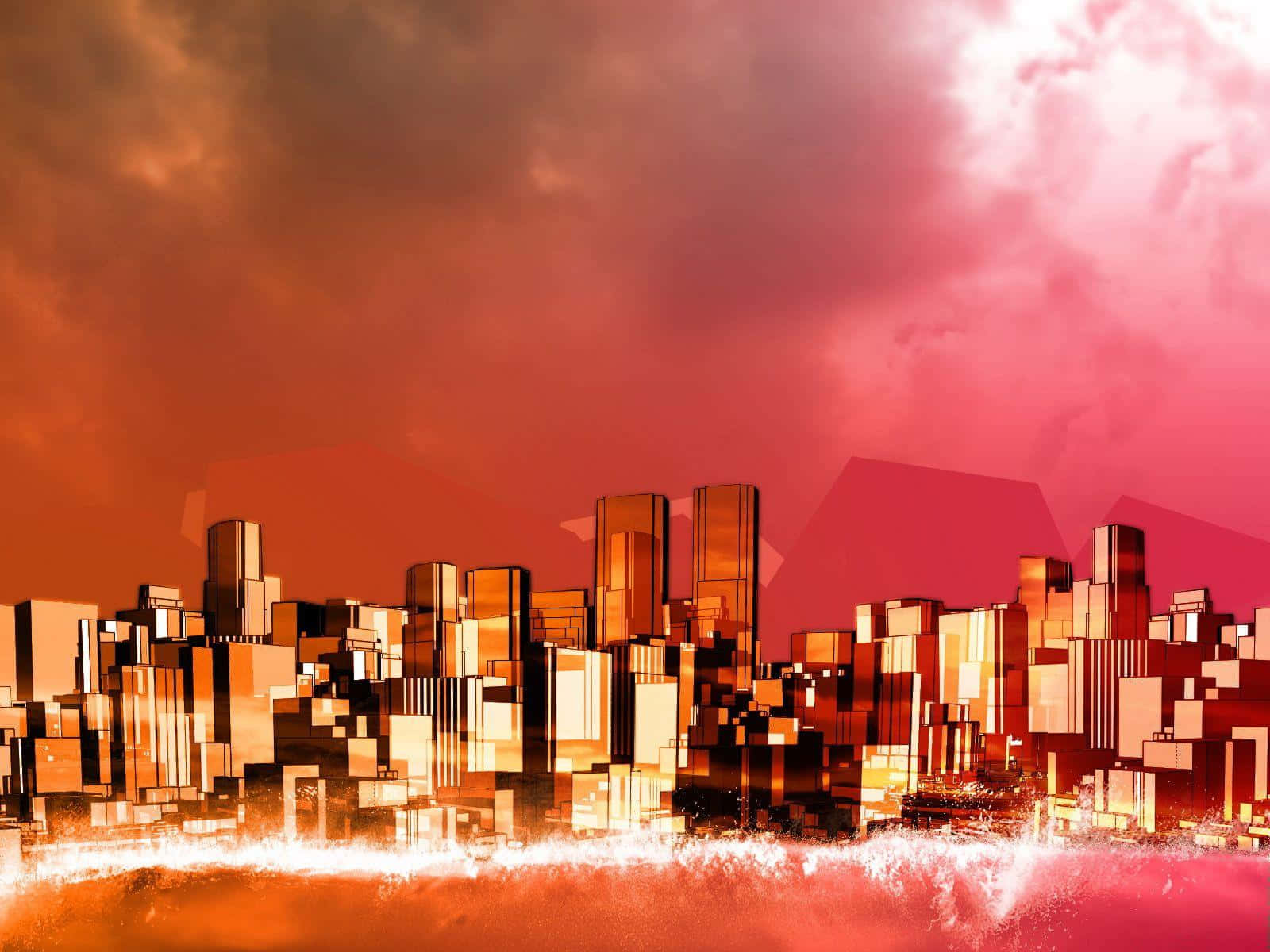 Abstract Red Cityscape Wallpaper