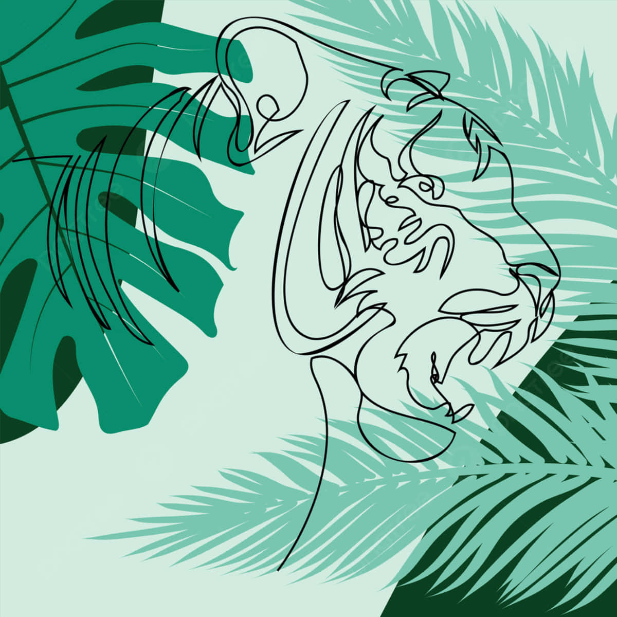 Abstract Tiger Line Art Jungle Backdrop Wallpaper