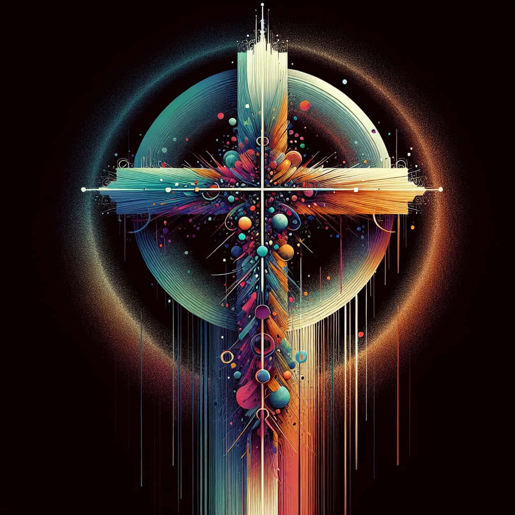 Abstract Vibrant Cross Art Wallpaper