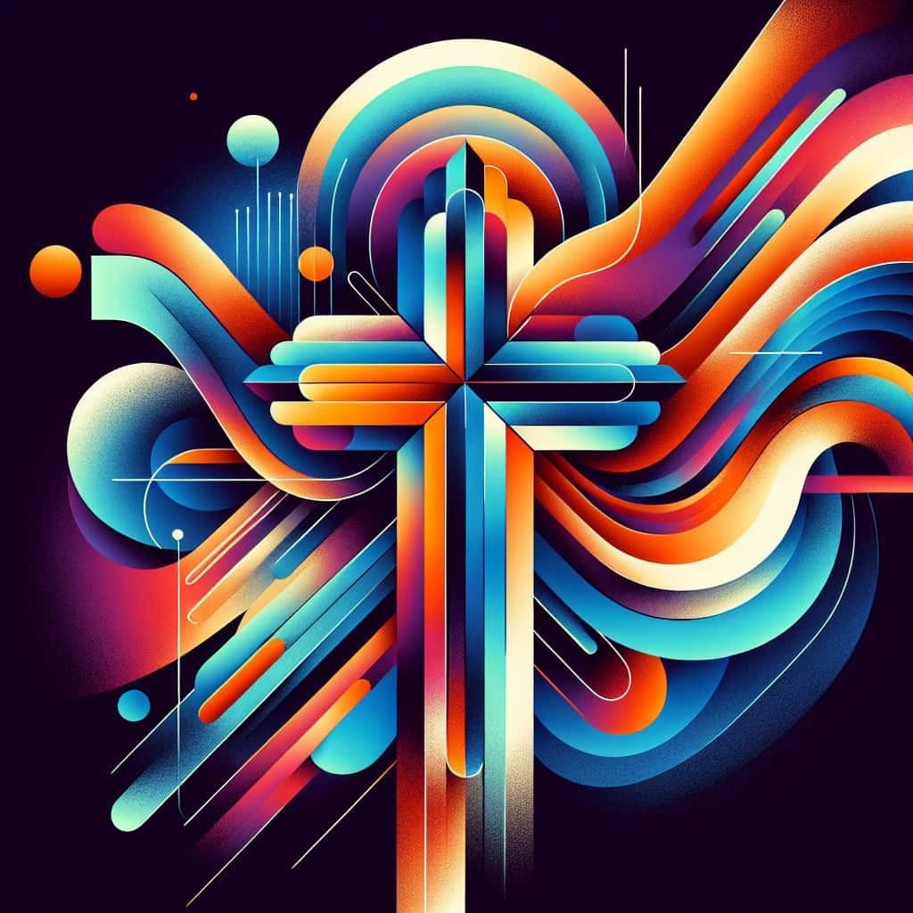 Abstract Vibrant Cross Art Wallpaper