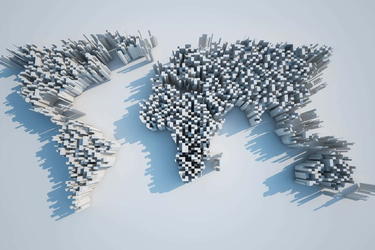 Abstract3 D World Map Pixel Blocks Wallpaper