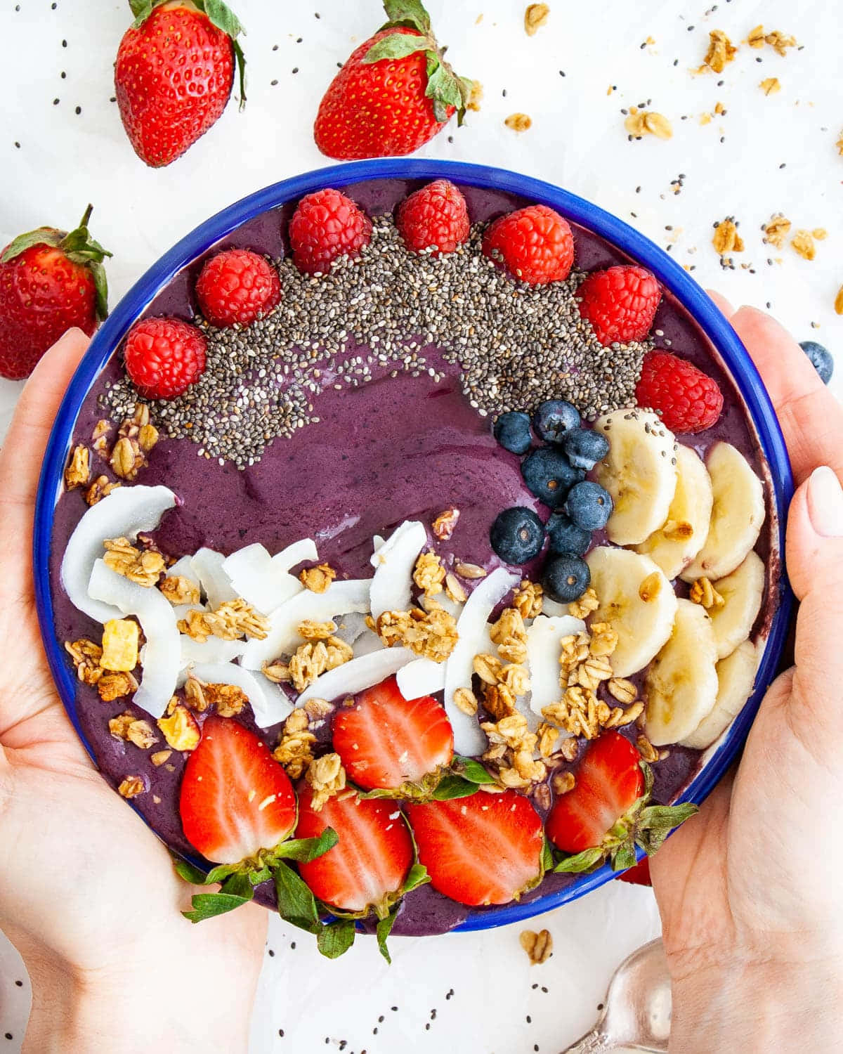 Acai Berry Smoothie Bowl Top View Wallpaper