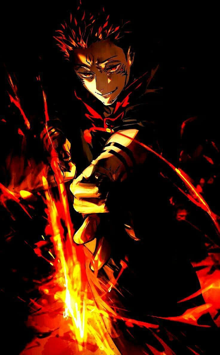 Action Anime Jujutsu Kaisen Fiery Sukuna Wallpaper