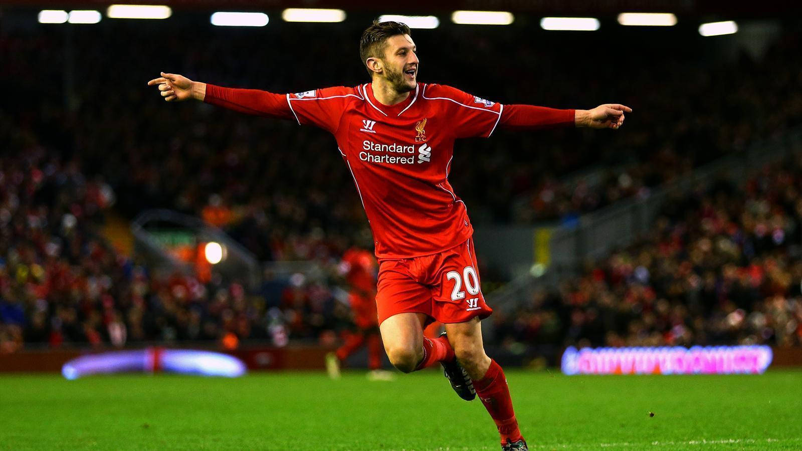 Adam Lallana Arms Open In Celebration Wallpaper