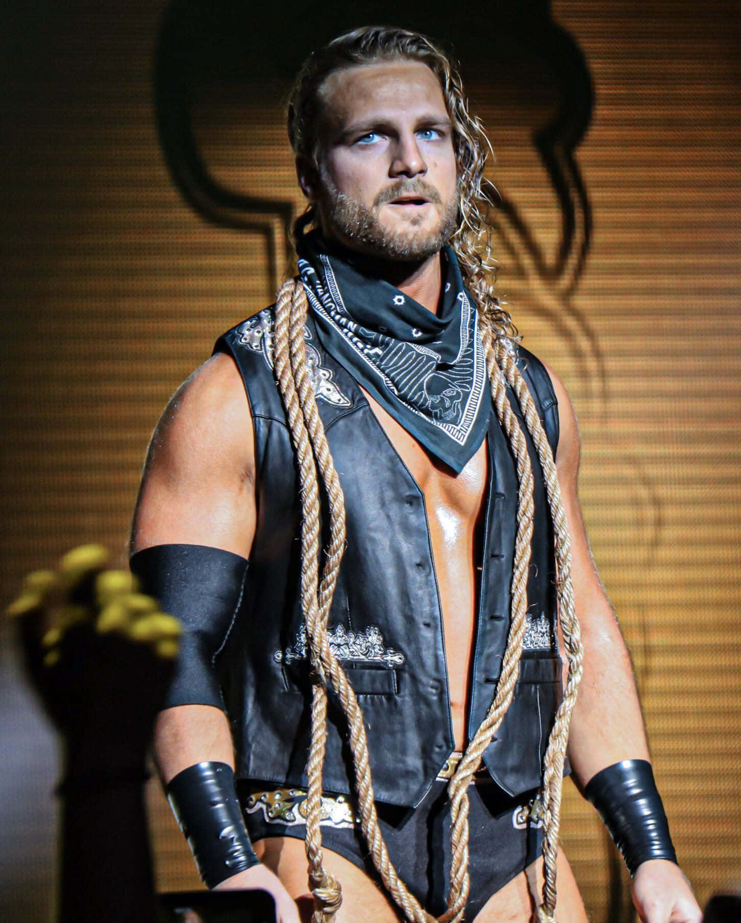 Adam Page Wearing Cowboy Outfit With Ropes Wallpaper