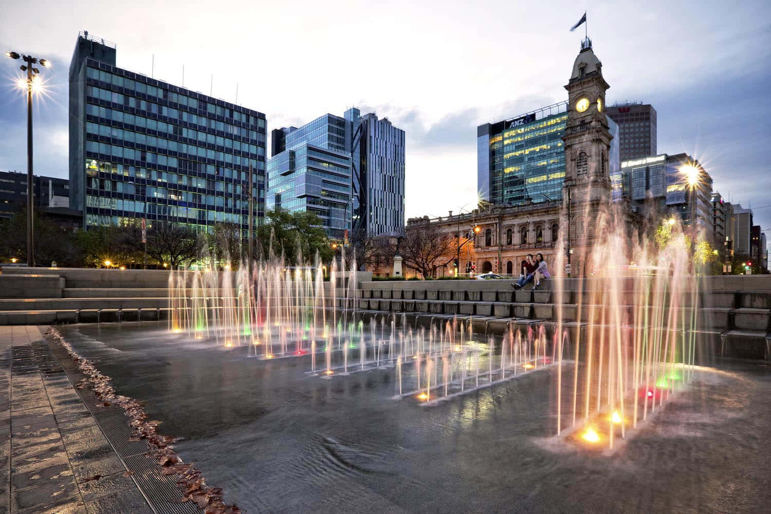 Adelaide Victoria Square Fountain Dusk Wallpaper