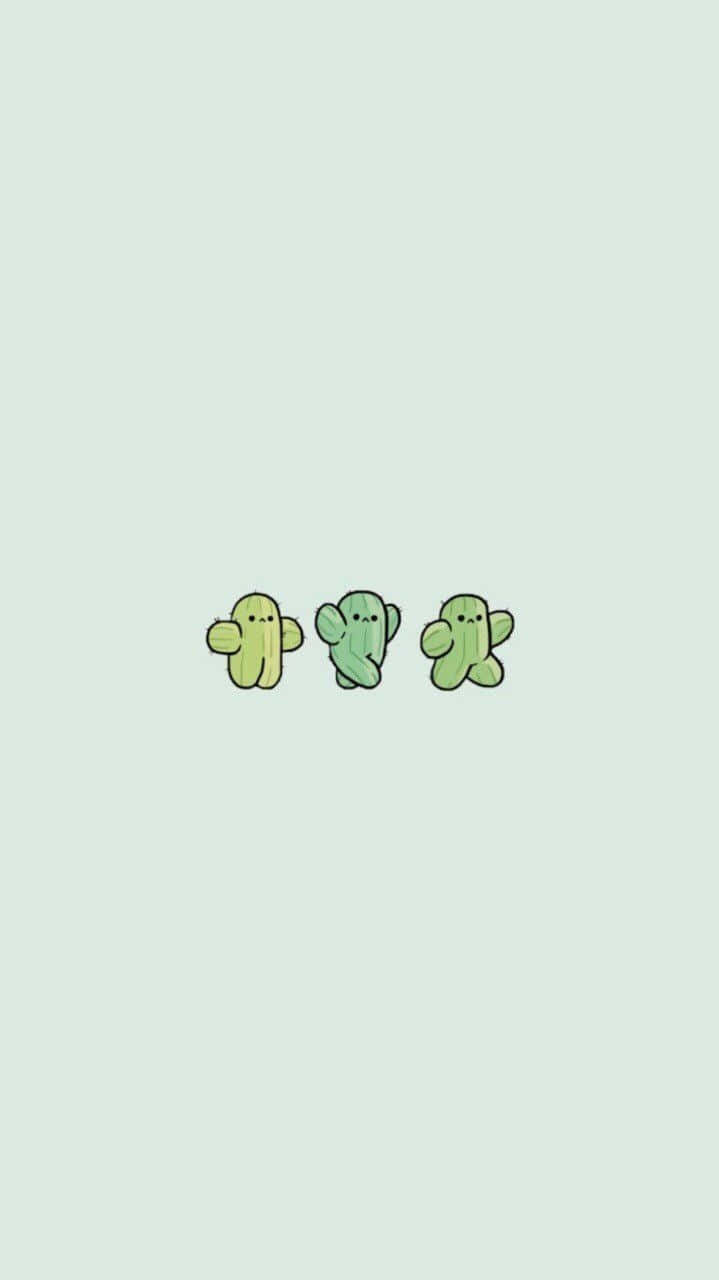 Adorable Cactus Trio Wallpaper Wallpaper