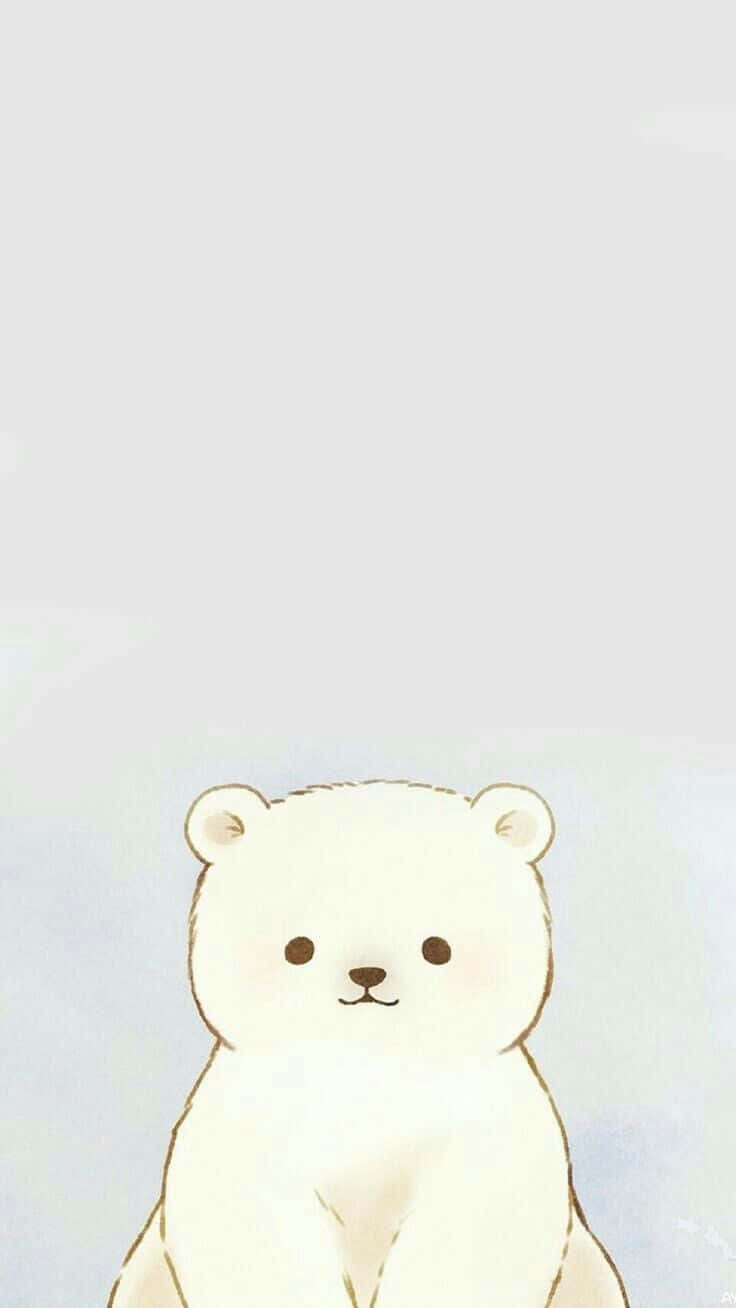 Adorable Cartoon Polar Bear Enjoying A Snowy Day Wallpaper