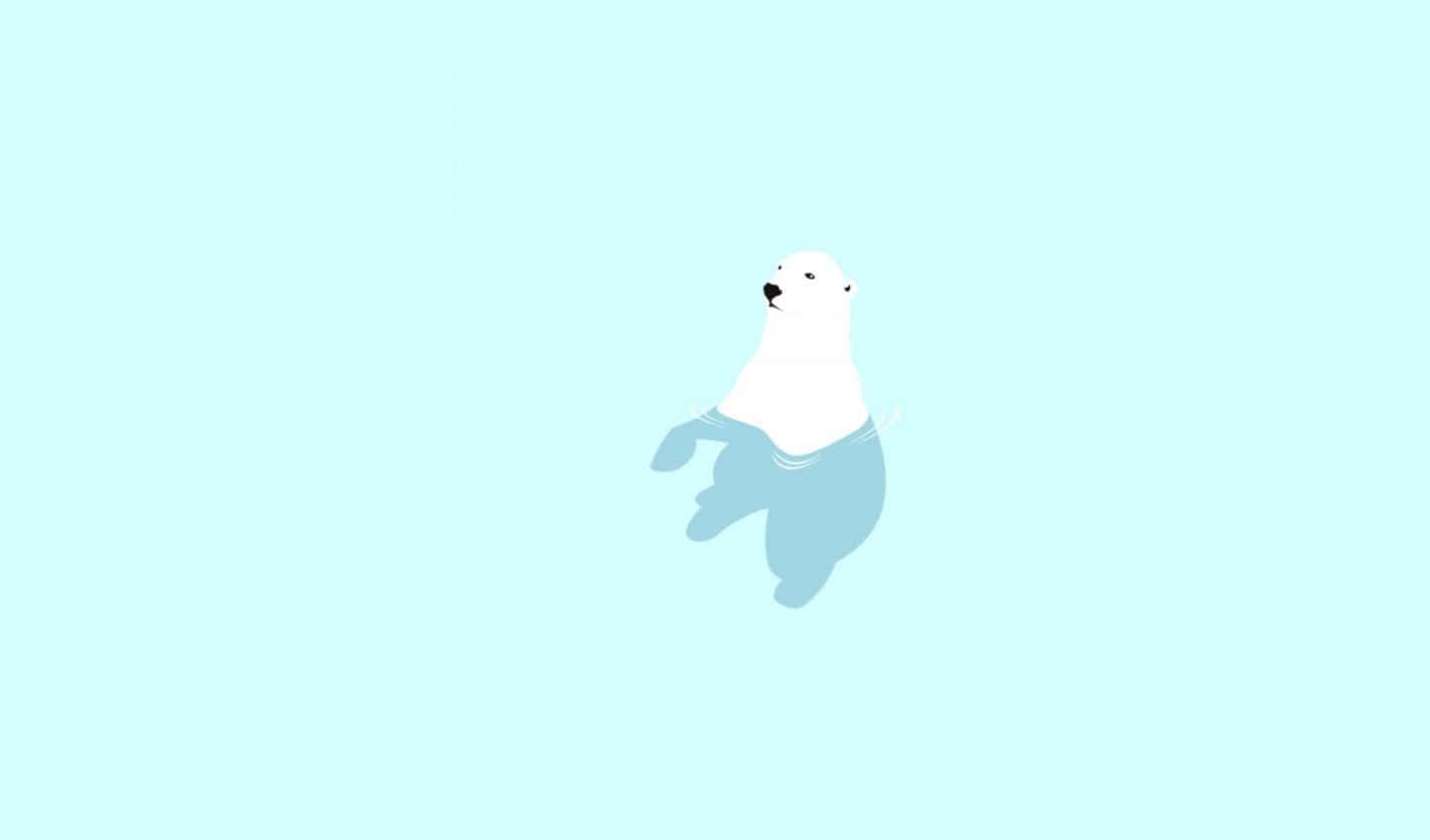 Adorable Cartoon Polar Bear Lounging On Ice Wallpaper