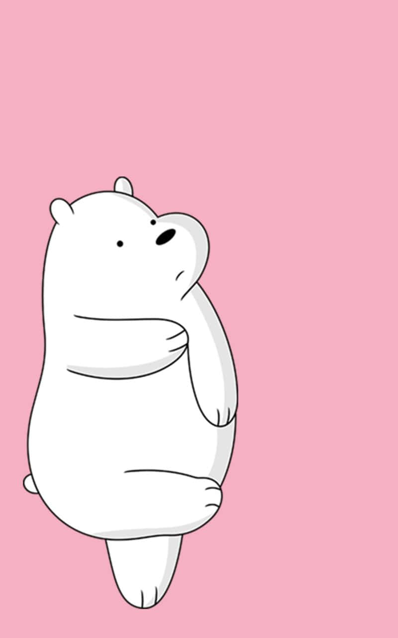 Adorable Cartoon Polar Bear On Iceberg Wallpaper