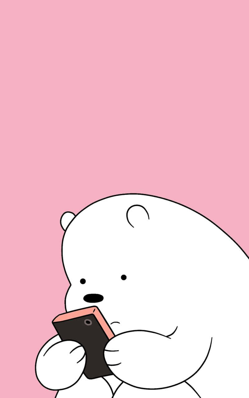 Adorable Cartoon Polar Bear Relaxing On Ice Wallpaper