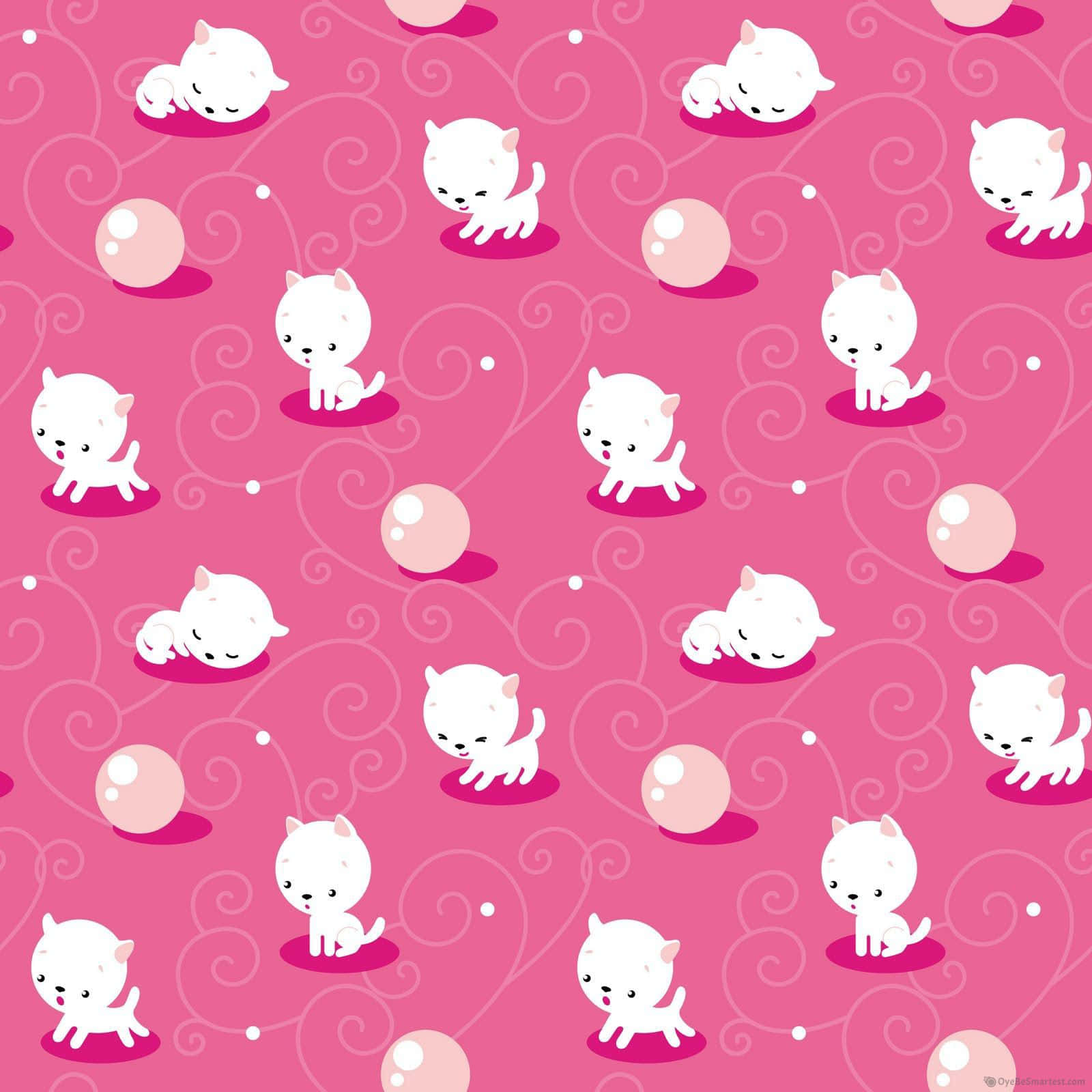 Adorable Cat Pattern Wallpaper