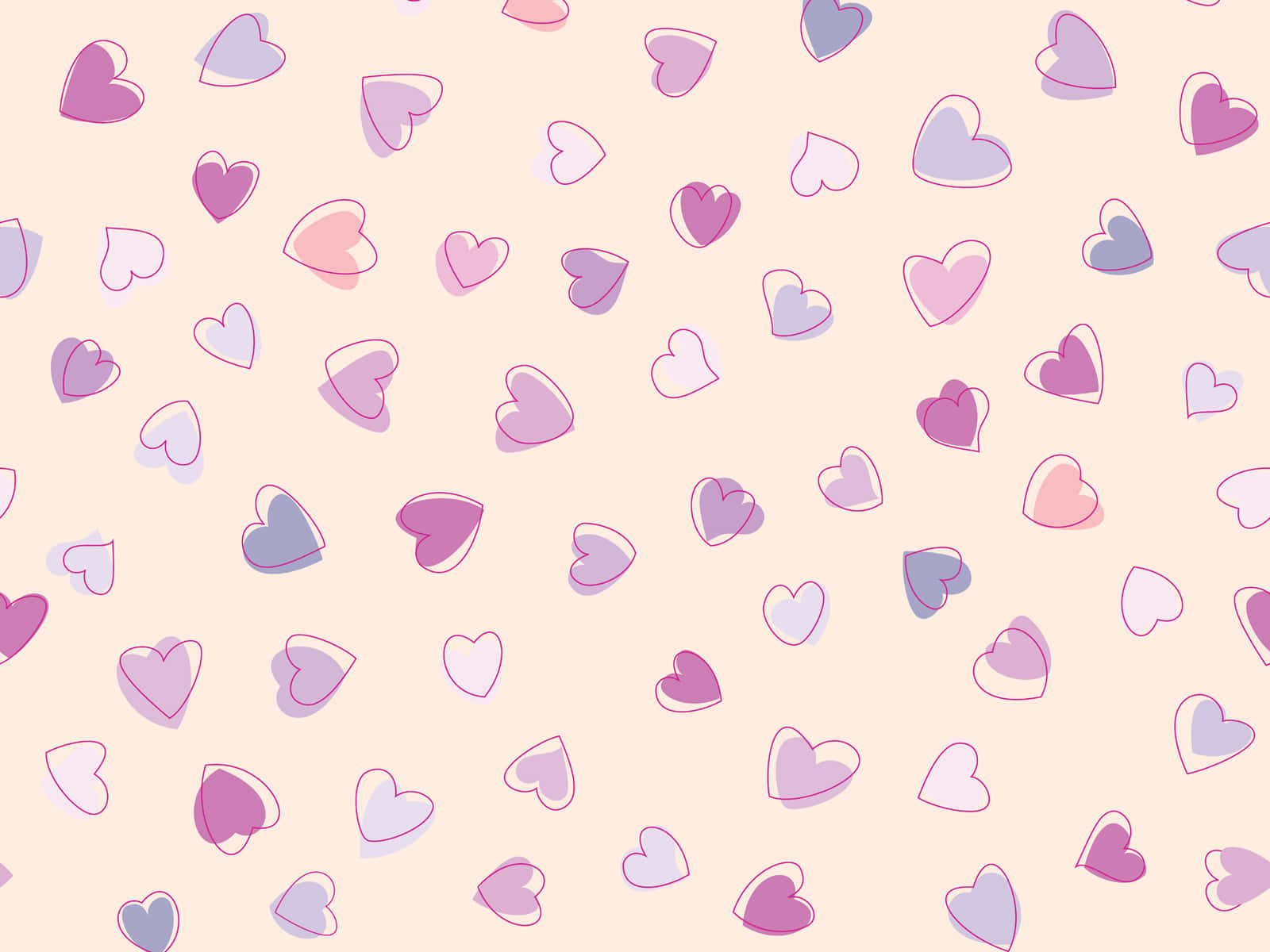 Adorable Collection Of Pink And Purple Hearts Floating Together Wallpaper