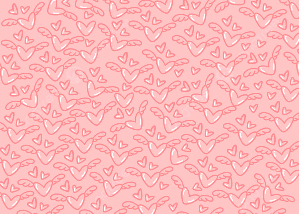 Adorable Floating Hearts On A Pink Background Wallpaper