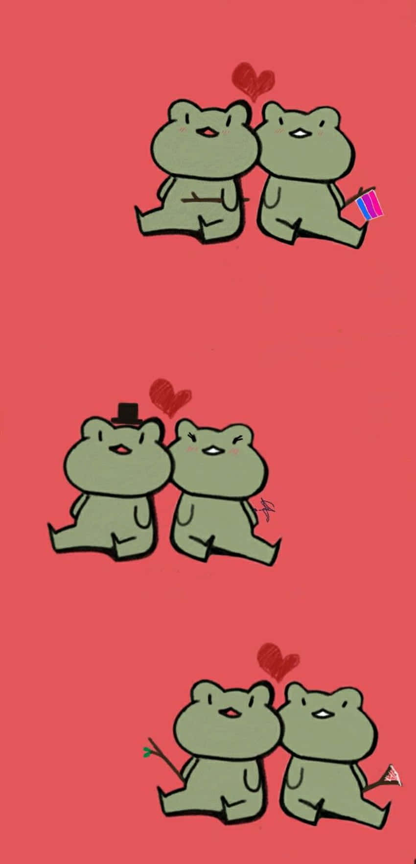 Adorable Frog Couples Illustration Wallpaper