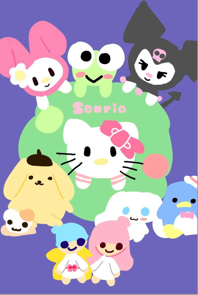 Adorable Hello Kitty In Kawaii Style Wallpaper