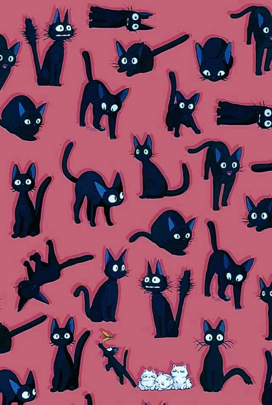 Adorable Jiji Cat Illustration Wallpaper Wallpaper