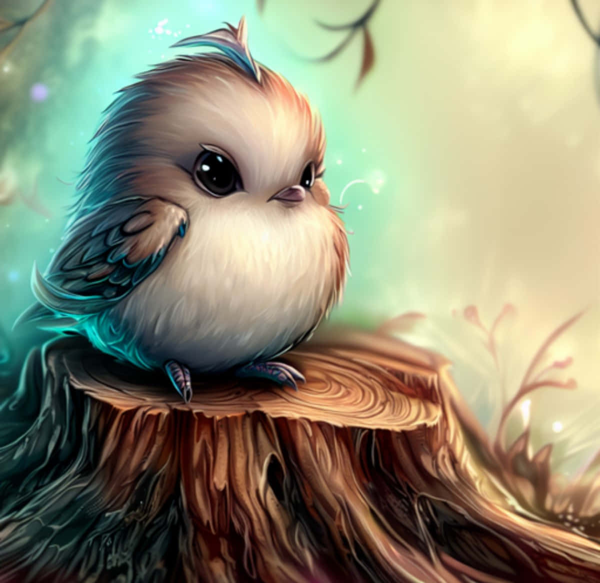 Adorable Kawaii Bird Illustration Wallpaper