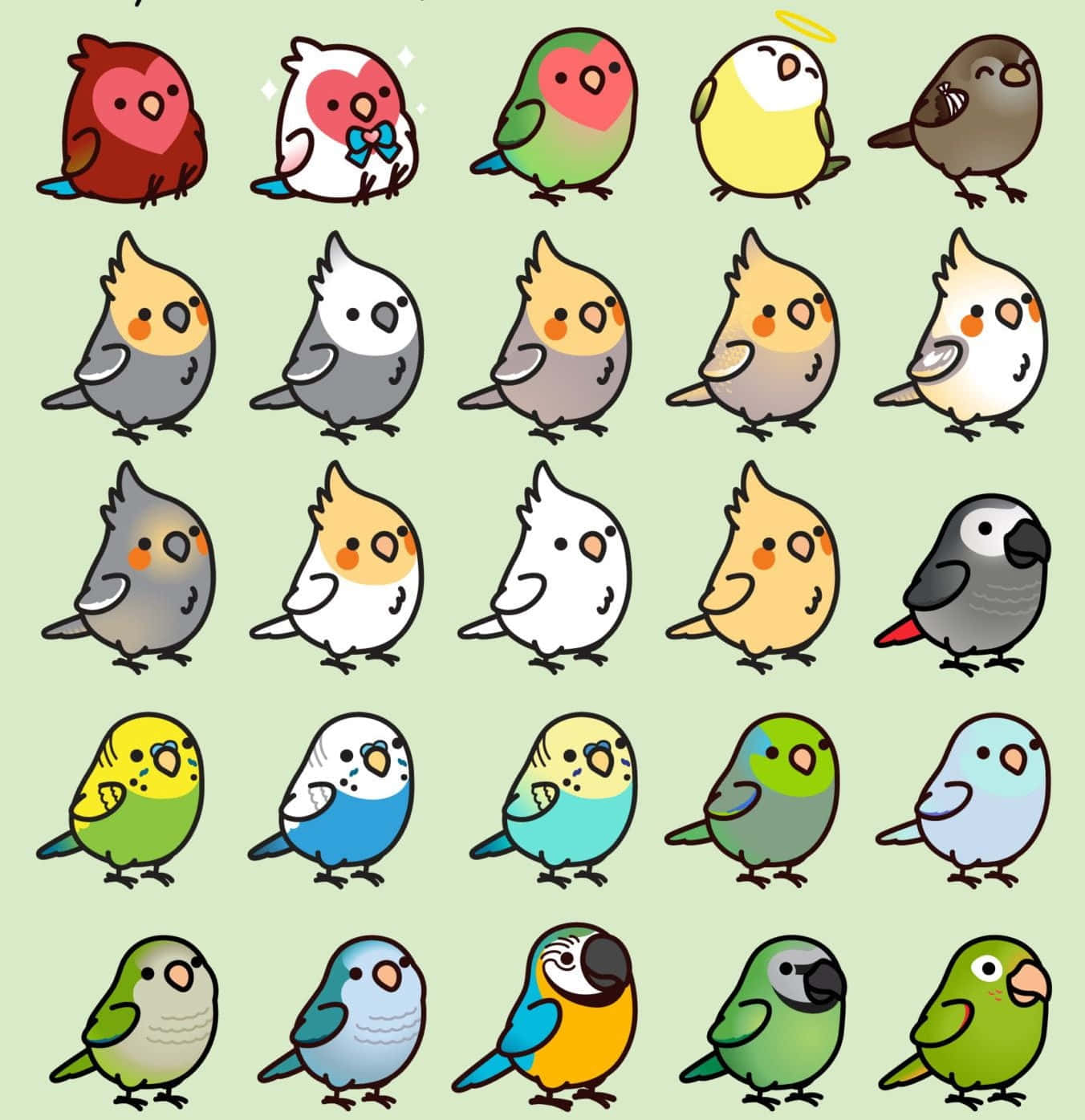 Adorable Kawaii Bird Illustration Wallpaper