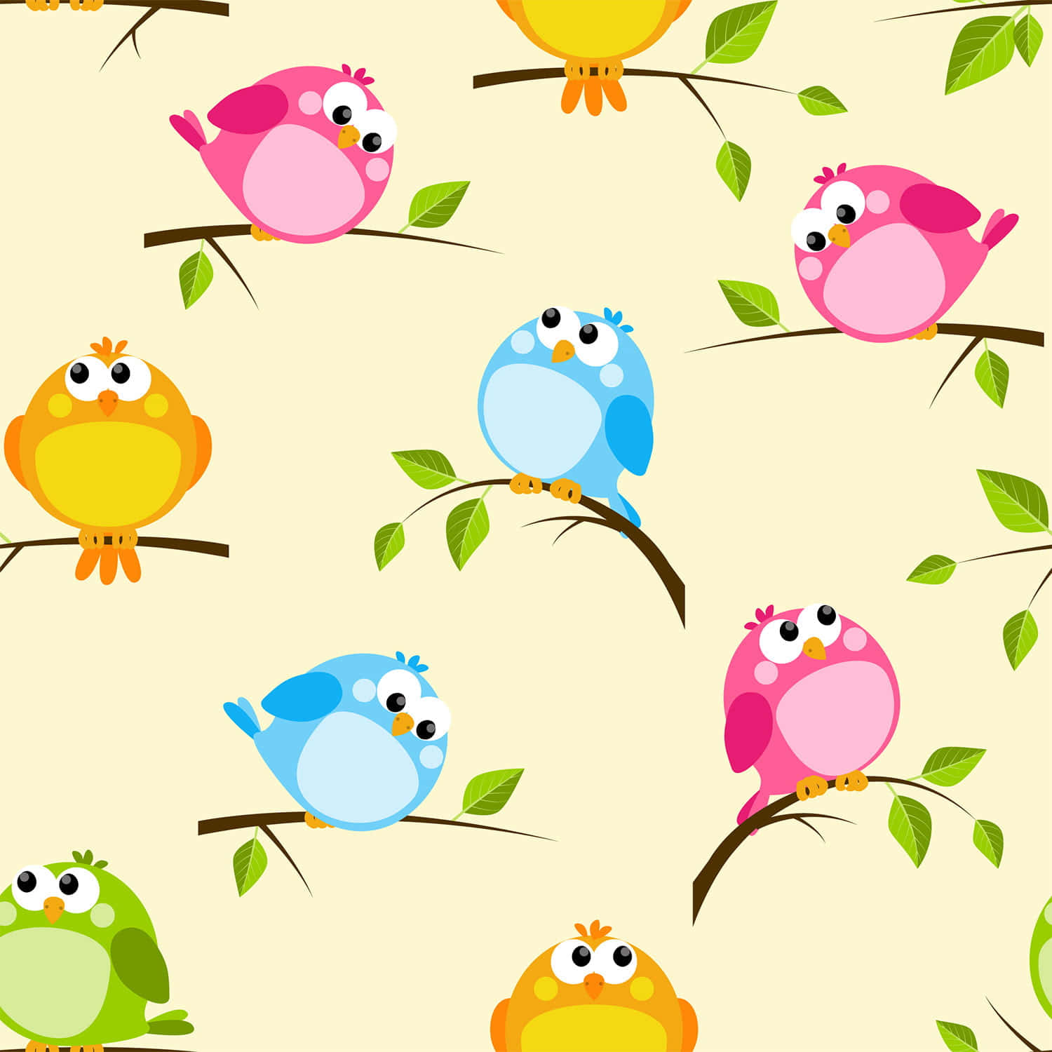 Adorable Kawaii Bird Illustration Wallpaper