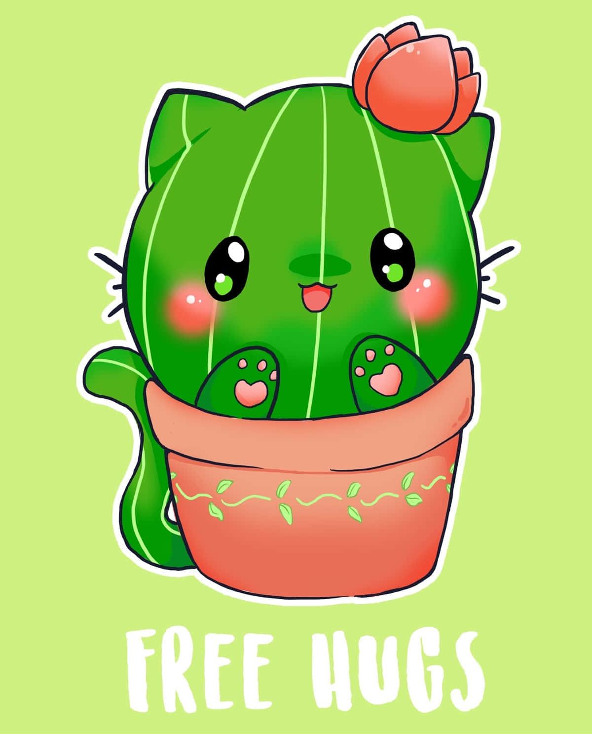 Adorable Kawaii Cactus Illustration Wallpaper