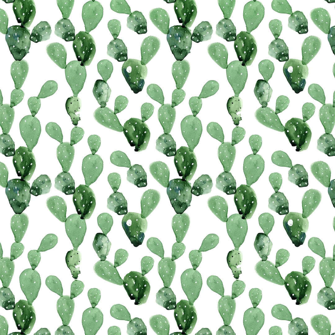 Adorable Kawaii Cactus Illustration Wallpaper