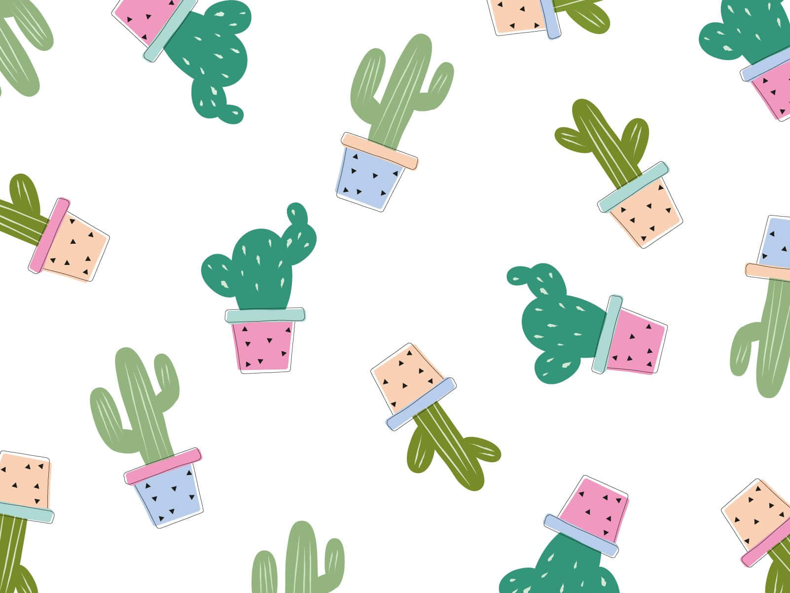 Adorable Kawaii Cactus Illustration Wallpaper