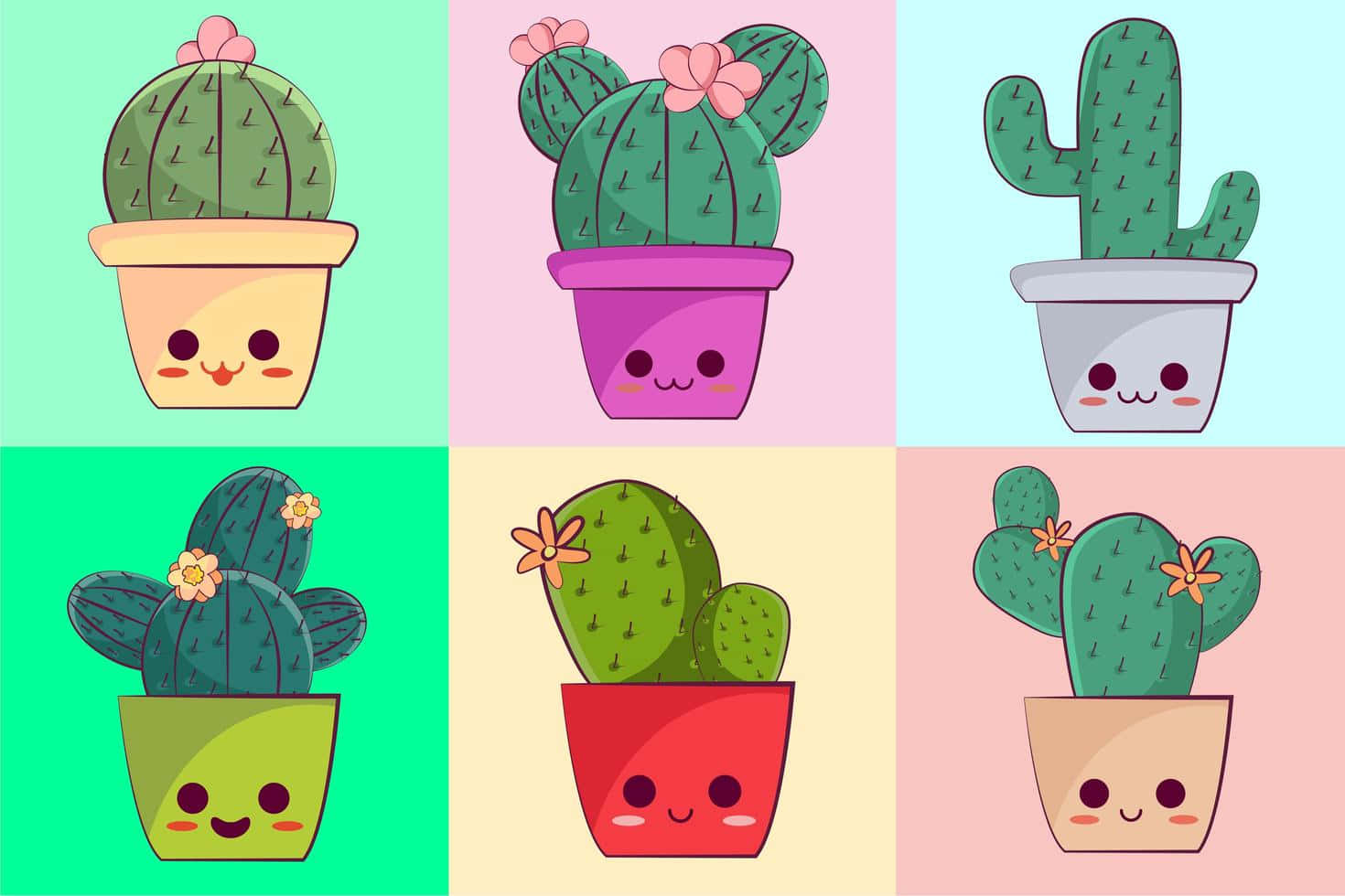 Adorable Kawaii Cactus Wallpaper Wallpaper