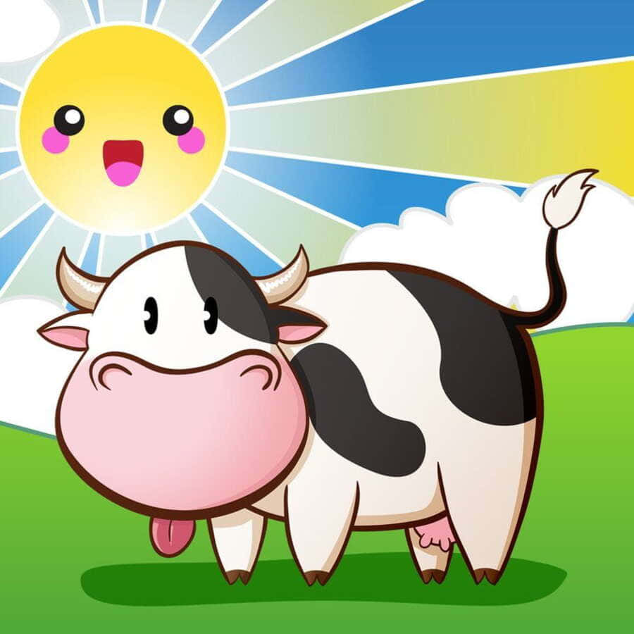 Adorable Kawaii Cow Illustration Wallpaper