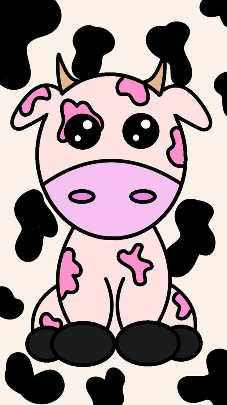 Adorable Kawaii Cow Illustration Wallpaper