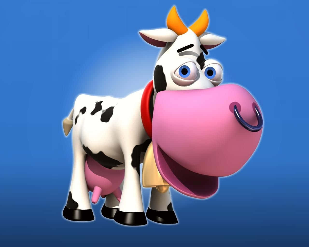 Adorable Kawaii Cute Cow Cartoon Wallpaper