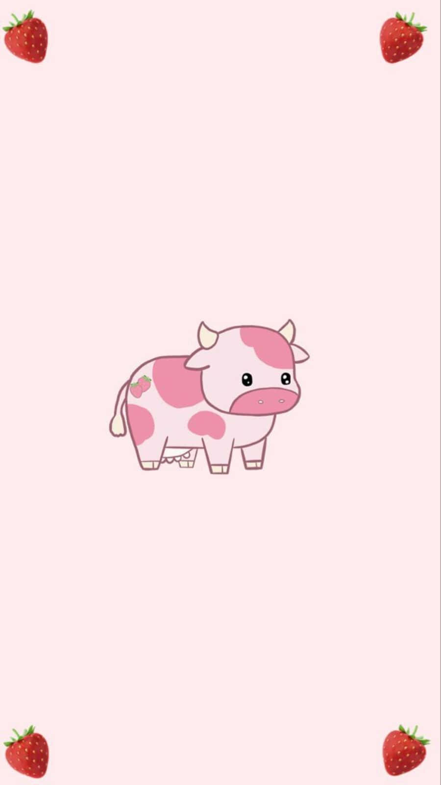 Adorable Kawaii Cute Cow Illustration Wallpaper