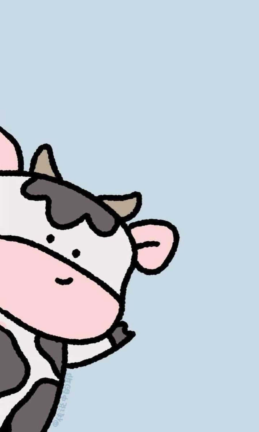 Adorable Kawaii Cute Cow Illustration Wallpaper