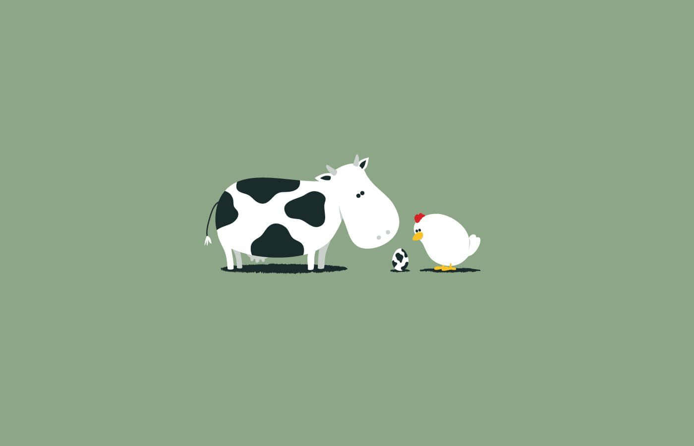 Adorable Kawaii Cute Cow Illustration Wallpaper