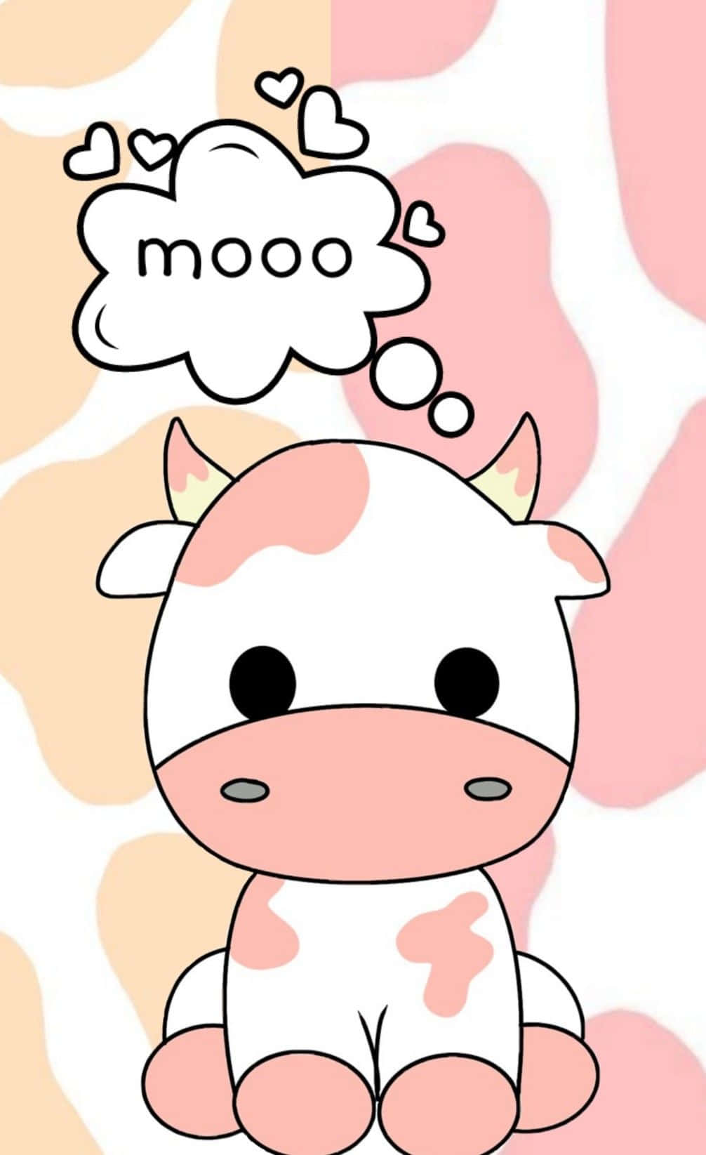 Adorable Kawaii Cute Cow Illustration Wallpaper