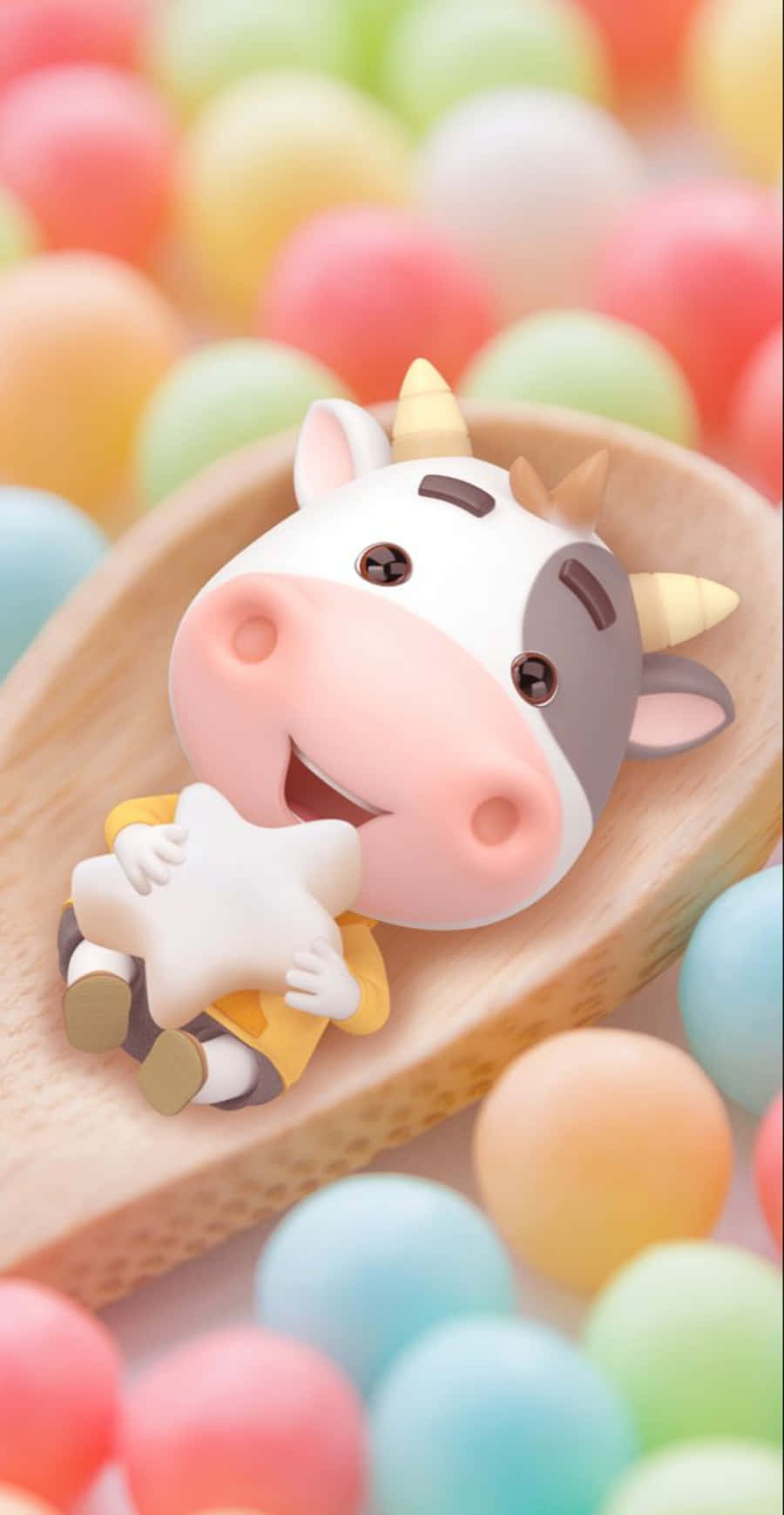 Adorable Kawaii Cute Cow Illustration Wallpaper