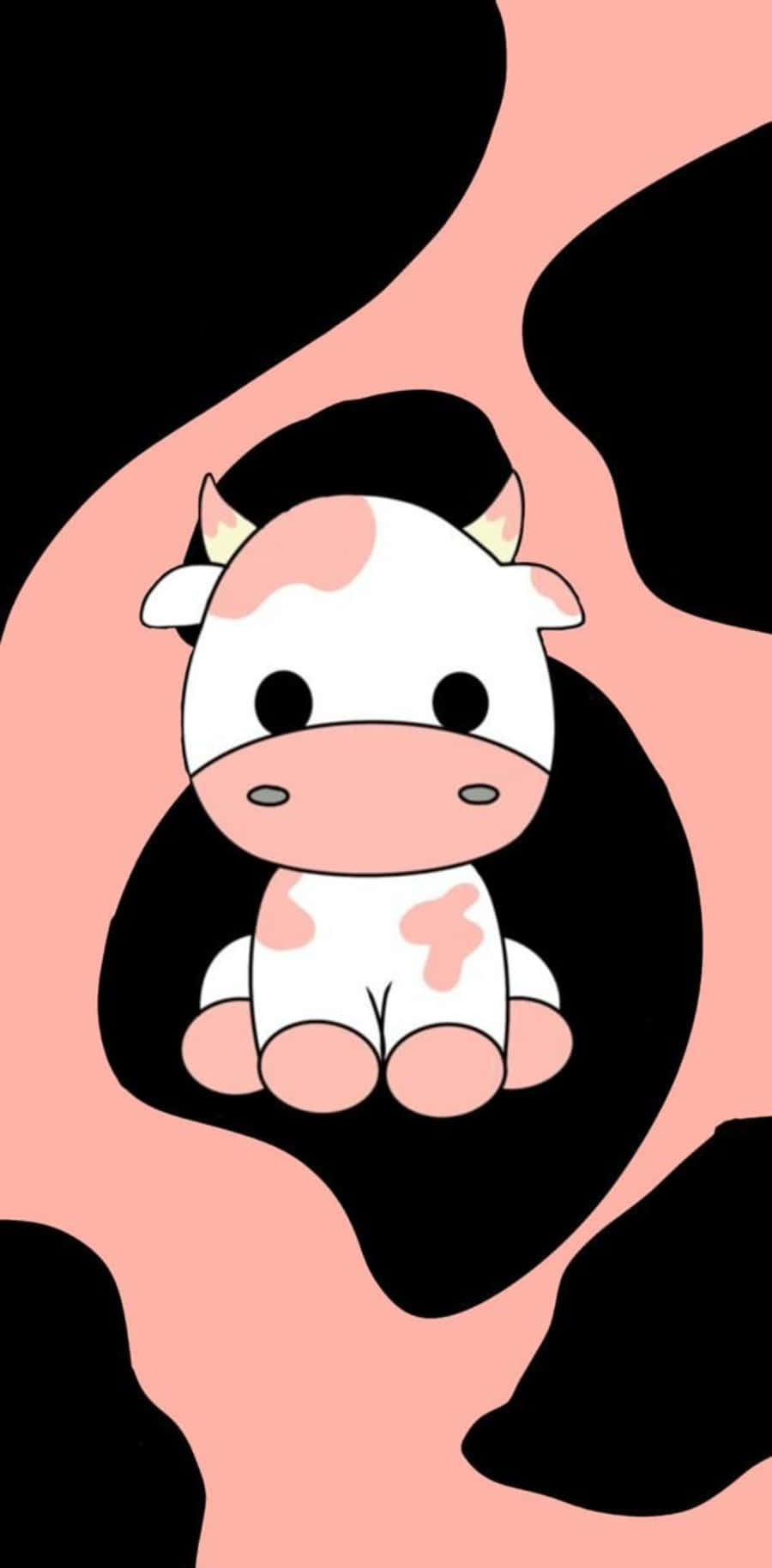 Adorable Kawaii Cute Cow Illustration Wallpaper