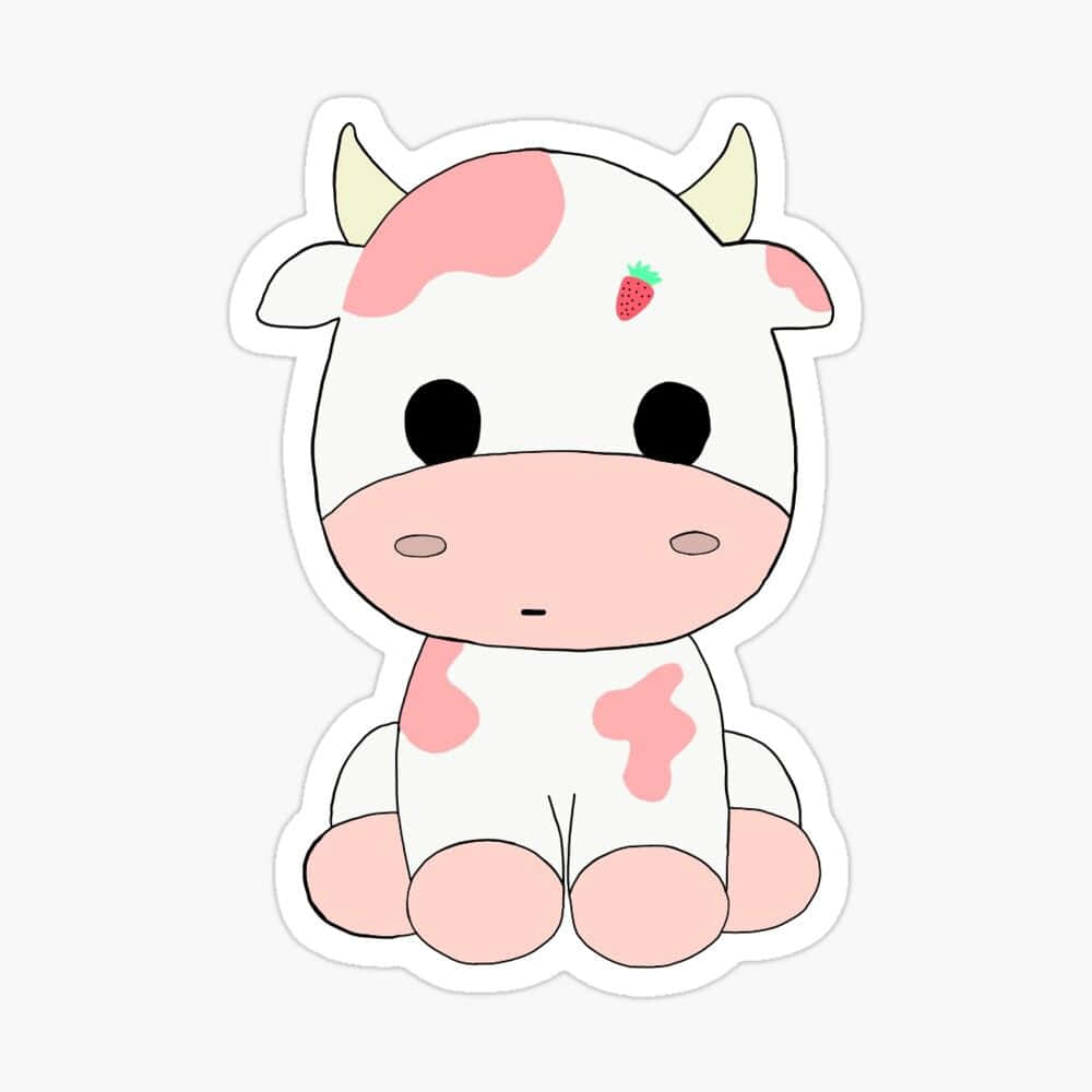 Adorable Kawaii Cute Cow Illustration Wallpaper