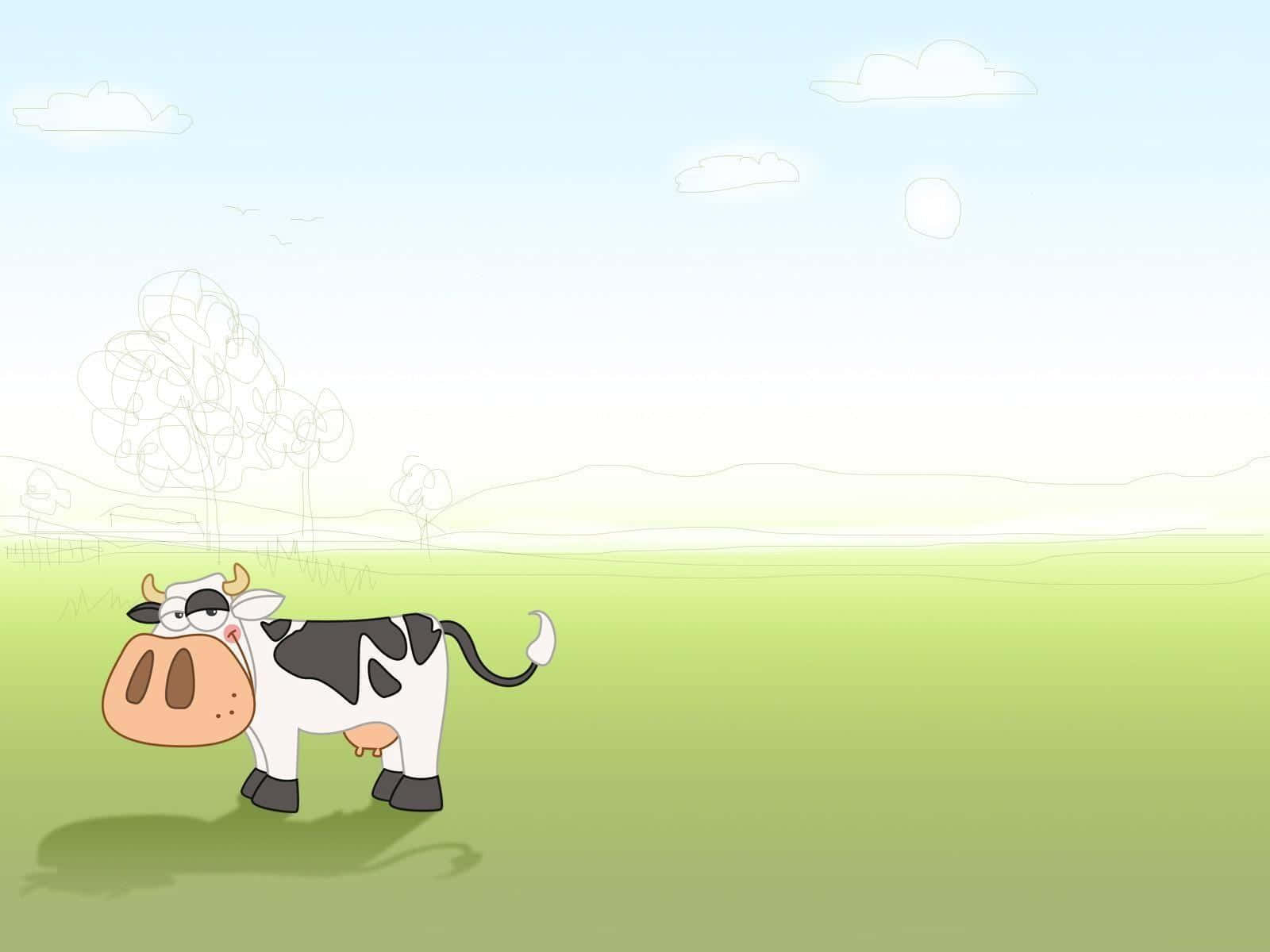 Adorable Kawaii Cute Cow Illustration Wallpaper