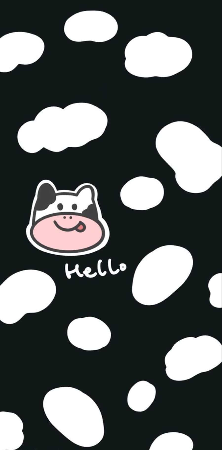 Adorable Kawaii Cute Cow In A Playful Mood Wallpaper