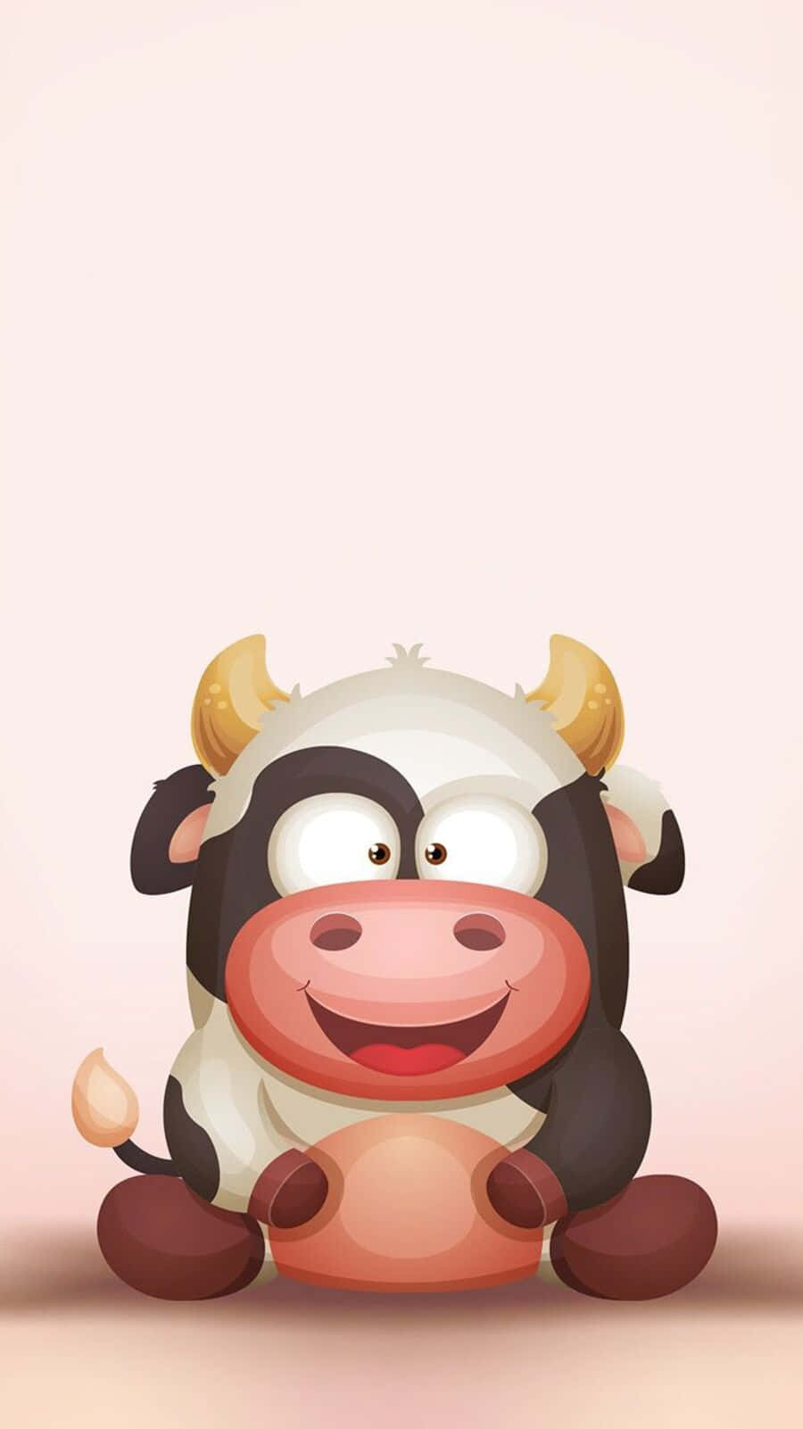 Adorable Kawaii Cute Cow With Pink Background Wallpaper