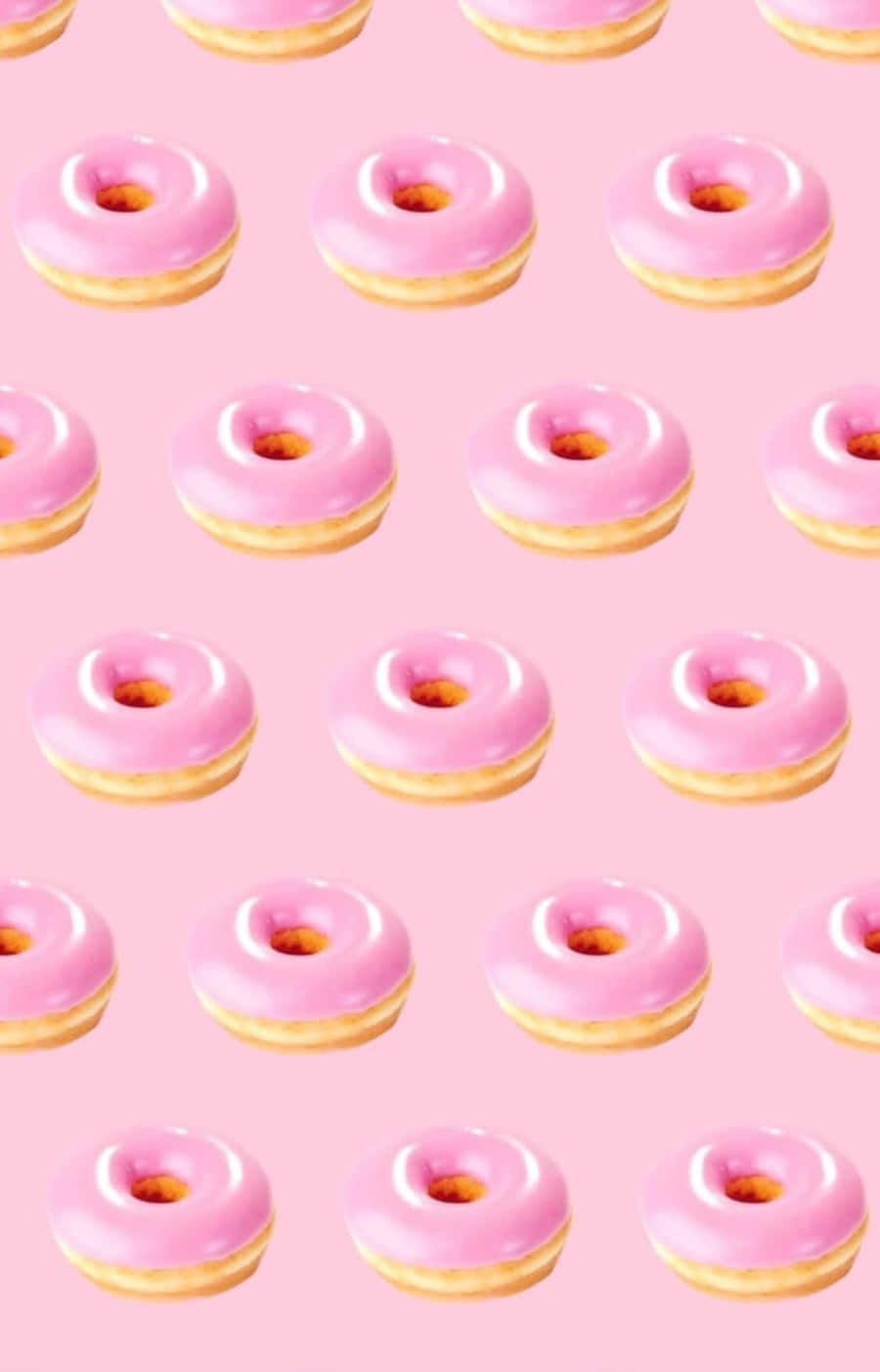 Adorable Kawaii Dessert Wallpaper Featuring A Pink-hued Donut And Waffle Wallpaper