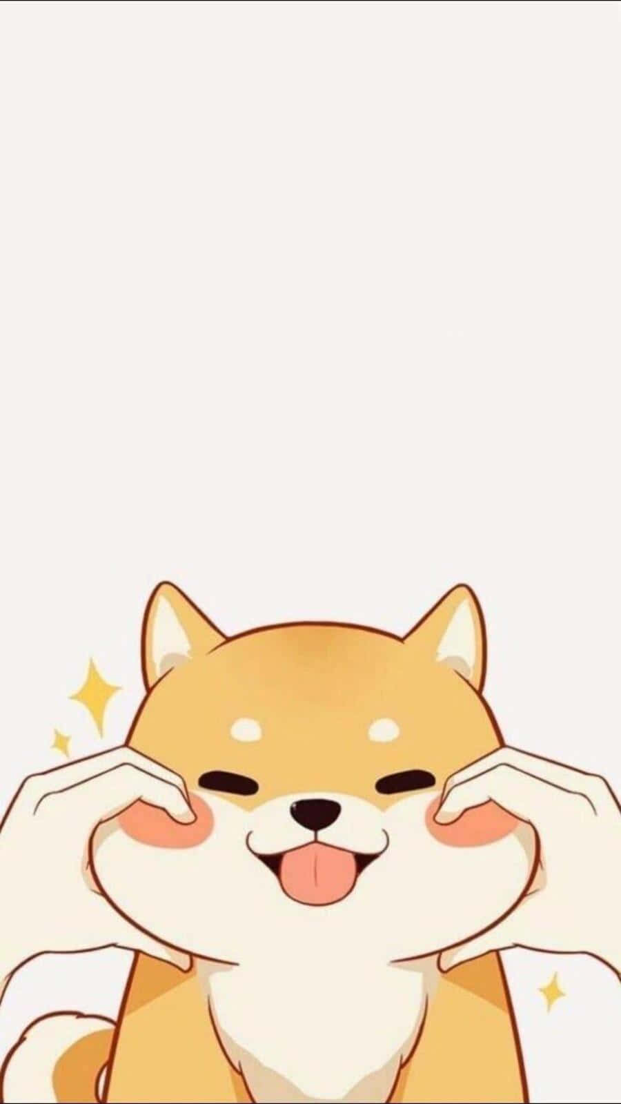 Adorable Kawaii Dog Illustration Wallpaper