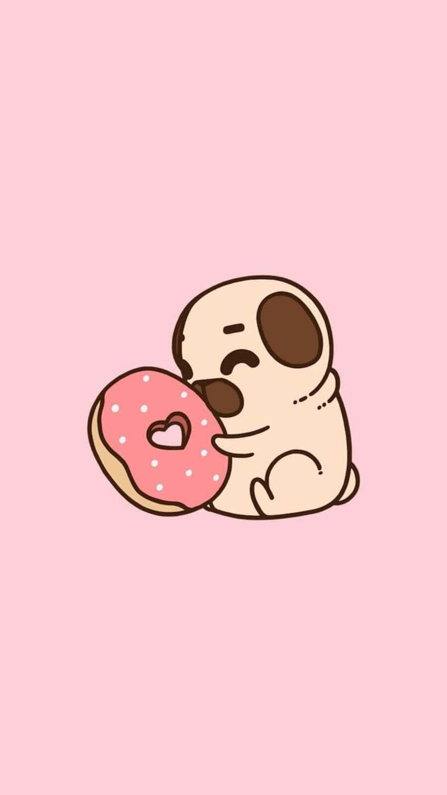 Adorable Kawaii Dog Illustration Wallpaper